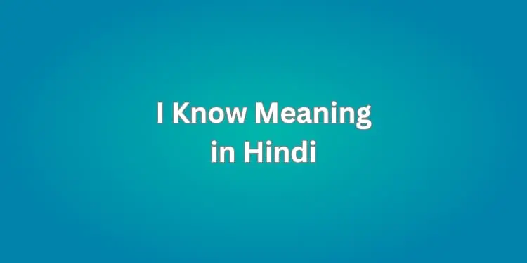 I Know Meaning in Hindi